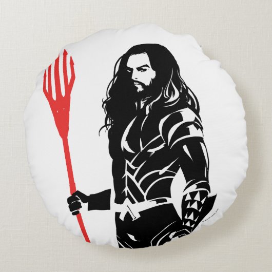 ジャスティス・リーグ |アクアマンポーズノワールアポップ・アートのート ラウンドクッション (裏面)