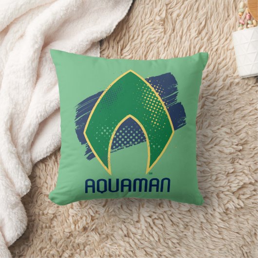 ジャスティス・リーグ |ブラシとハーフトーンアクアマンの記号 クッション (ブランケット)