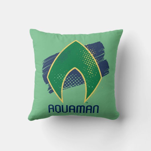 ジャスティス・リーグ |ブラシとハーフトーンアクアマンの記号 クッション (裏面)