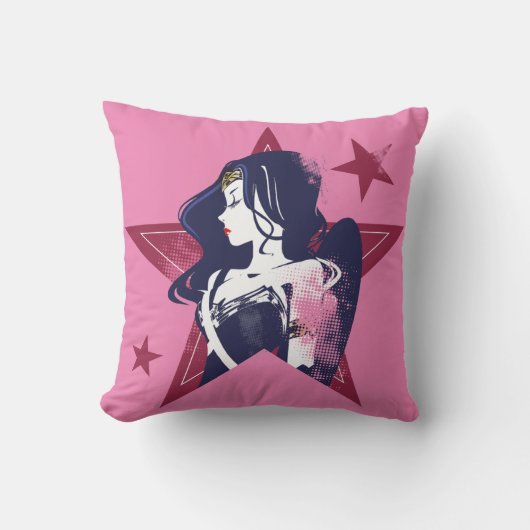 ジャスティス・リーグ |疑問に思女性&スターズアポップ・アートのート クッション (正面)