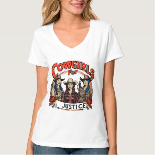 ジャスティスTシャツ用女性のカーボーイ-ヴィンテージ西部の牛 Tシャツ