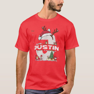 ジャスティンクリスマスwジャスティン名おもしろいクリスマス tシャツ