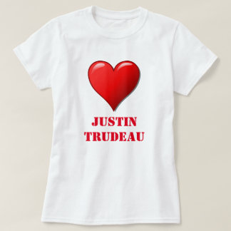 ジャスティンTrudeauのかわいい赤いハート愛赤い白のカッコいい Tシャツ