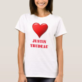 ジャスティンTrudeauのかわいい赤いハート愛赤い白のカッコいい Tシャツ (正面)