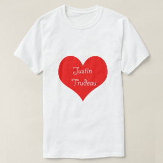 ジャスティンTrudeauカナダのかわいいハートのデザインの赤い白 Tシャツ