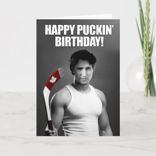 ジャスティンTrudeau: Puckinの幸せな誕生日 カード (正面)