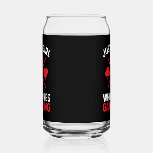 ジャストおもしろいガールは賭博カジノのワードアートを愛 ガラス缶 (右)