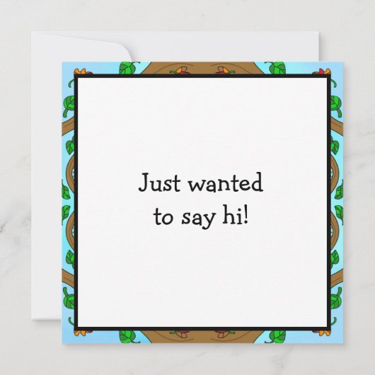 ジャストことわざハイ、フクロムダラ手描きアート ノートカード (裏面)