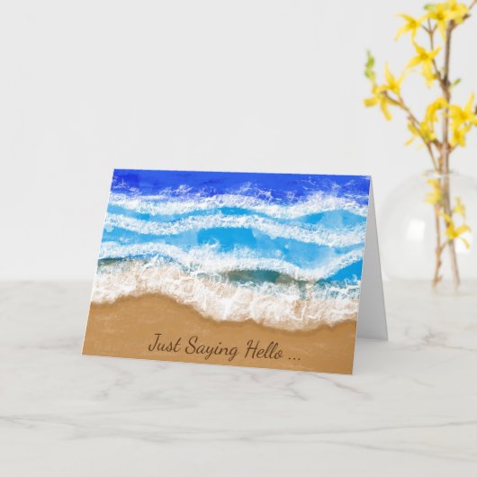 ジャストことわざハイ、波オンザサンディビーチ カード (黄色い花)