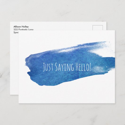 ジャストことわざハローブルー絵を描ブラシストローク ポストカード (正面/裏面)