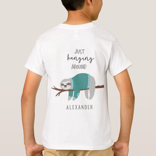 ジャストつるスのまわりに・スロスティール（緑がかった色） Tシャツ (裏面)