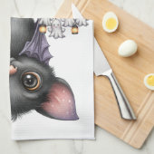 ジャストつるーののまわりに、こうもり キッチンタオル (四つ折り)