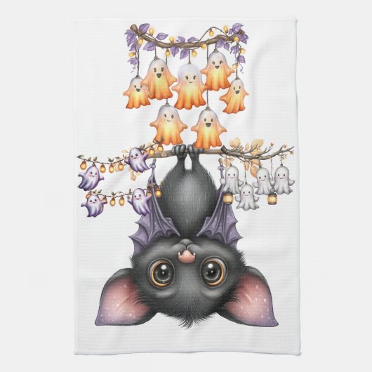 ジャストつるーののまわりに、こうもり キッチンタオル (縦)