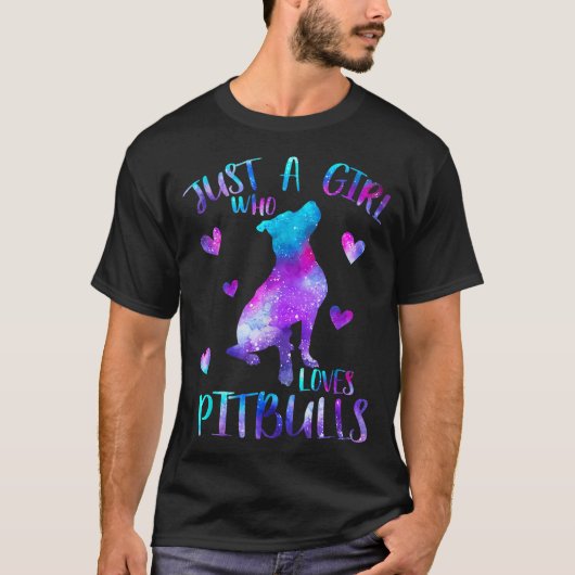 ジャストアガール愛するピットブル銀河系宇宙ピトブル Tシャツ (正面)