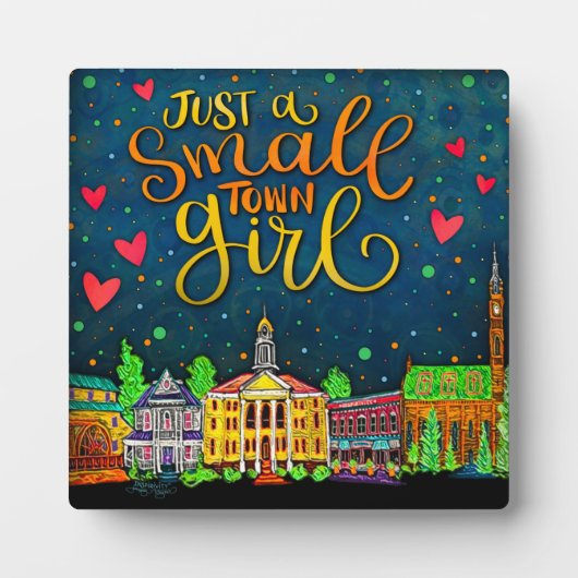 ジャストアスモールタウンガールおもしろいカラフル故郷 フォトプラーク (正面)