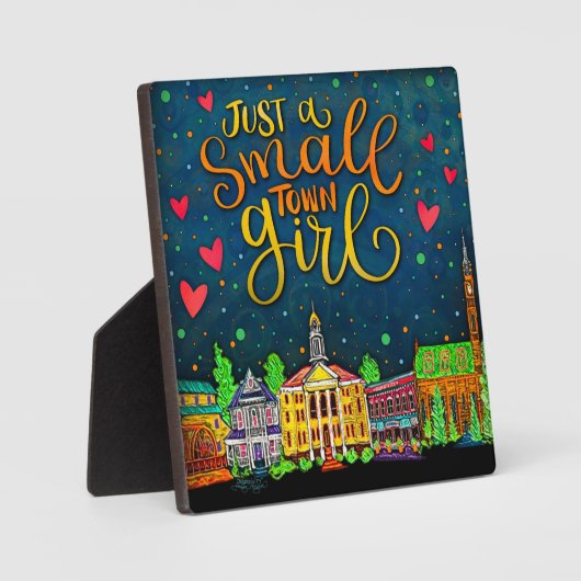 ジャストアスモールタウンガールおもしろいカラフル故郷 フォトプラーク (正面)