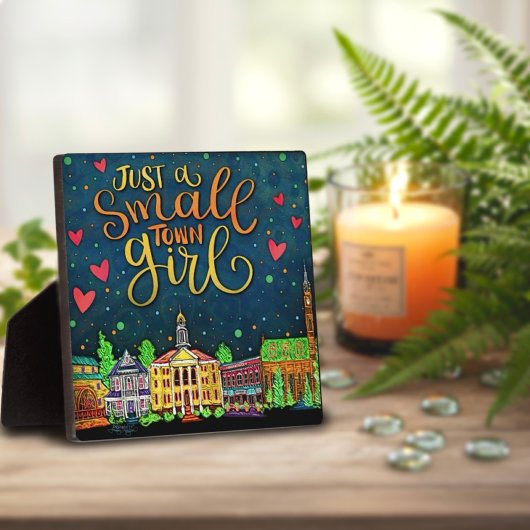 ジャストアスモールタウンガールおもしろいカラフル故郷 フォトプラーク