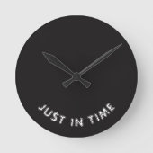 ジャストインおもしろいタイムことわざ白黒タイポグラフィ ラウンド壁時計 (正面)