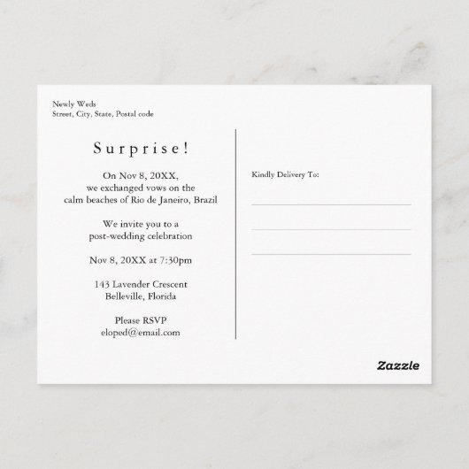 ジャストエロモダンプクラシックエレガントな結婚式パーティー ポストカード (裏面)