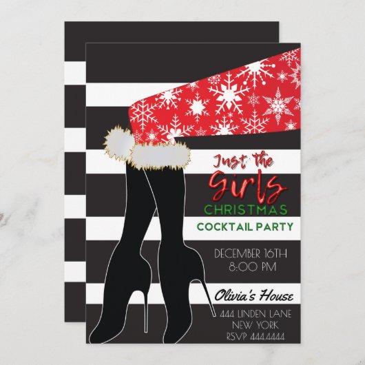 ジャストガールズクリスマスカクテルパーティの招待状 招待状 (正面/裏面)