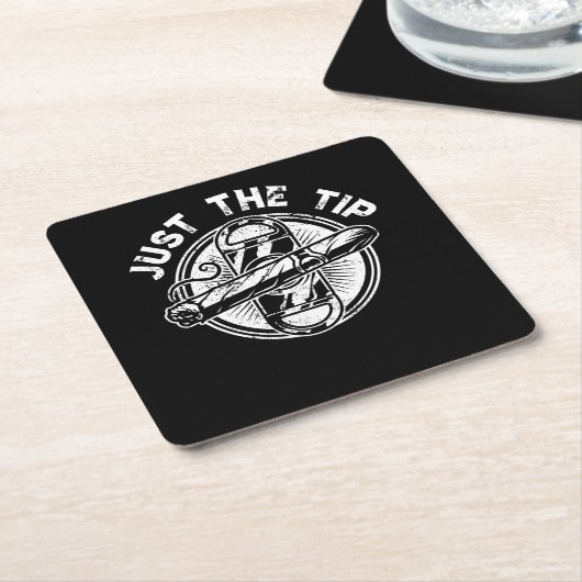 ジャストザチップシガースモーカーギフトシガーおもしろい喫煙 スクエアペーパーコースター (アングル)