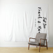 ジャストシンプルラブ白結婚黒の壁の背景 タペストリー (インサイチュ(横))