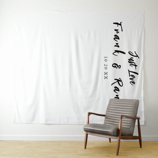 ジャストシンプルラブ白結婚黒の壁の背景 タペストリー (インサイチュ(横))