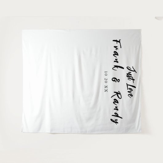 ジャストシンプルラブ白結婚黒の壁の背景 タペストリー (正面(横))