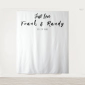 ジャストシンプルラブ白結婚黒の壁の背景 タペストリー (正面)