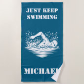 ジャストスイー保ミング泳ぐ人モノグラム ビーチタオル (正面)