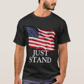 ジャストスタンド、アメリカ国旗(DIYフォント) Tシャツ (正面)
