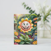 ジャストスマイル、雲の中の笑顔の顔、ポストクロッシング ポストカード (スタンド正面)