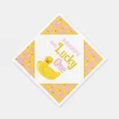 ジャストダッキー（アヒルちゃん）ラッキーワンファースト誕生日招待状 スタンダードランチョンナプキン (角)