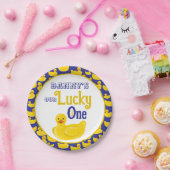 ジャストダッキー(アヒルちゃん)ラッキーワンファースト誕生日招待状 ペーパープレート (パーティー)