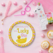 ジャストダッキー(アヒルちゃん)ラッキーワンファースト誕生日招待状 ペーパープレート (パーティー)
