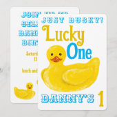 ジャストダッキー（アヒルちゃん）ラッキーワンファースト誕生日招待状 招待状 (正面/裏面)