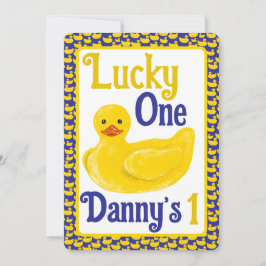 ジャストダッキー（アヒルちゃん）ラッキーワンファースト誕生日招待状 招待状