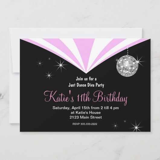 ジャストダンスディスコディバパーティー 招待状 (正面)