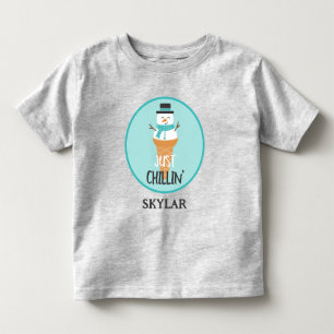 ジャストチリンおもしろい雪だるまスノーコーンウィンター トドラーTシャツ
