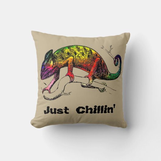 ジャストチリン – Rainbow Chameleon Lizard クッション (正面)