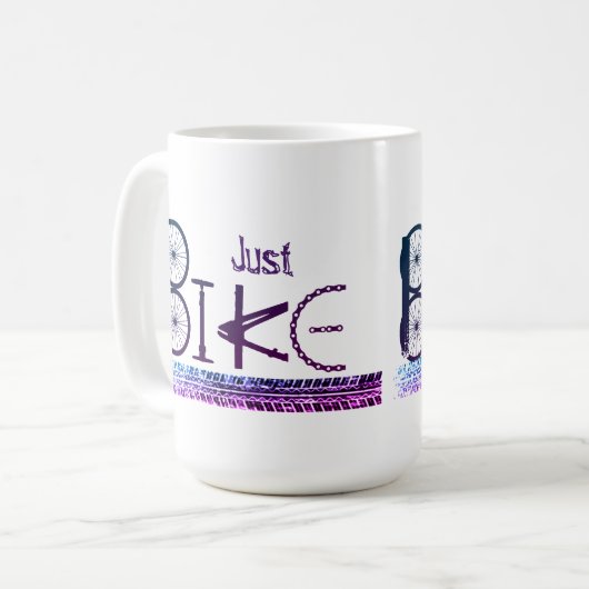 「ジャストバイク」バイクパーツ&タイヤトラックのグラフィティ コーヒーマグカップ (正面左)