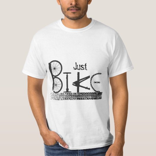 「ジャストバイク」バイクパーツ&タイヤトラックのグラフィティ Tシャツ (正面)