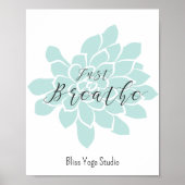 ジャストバイブグリーンホワイトヨガ引用文禅フローラ ポスター (正面)