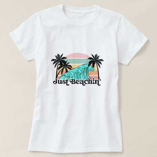 ジャストビーチンキュートサマーバケーションレトロビーチBum Tシャツ (デザイン正面)