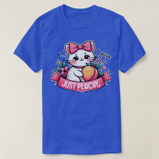 ジャストピーシーレトロキャットピーチサマーフルーツ Tシャツ (デザイン正面)