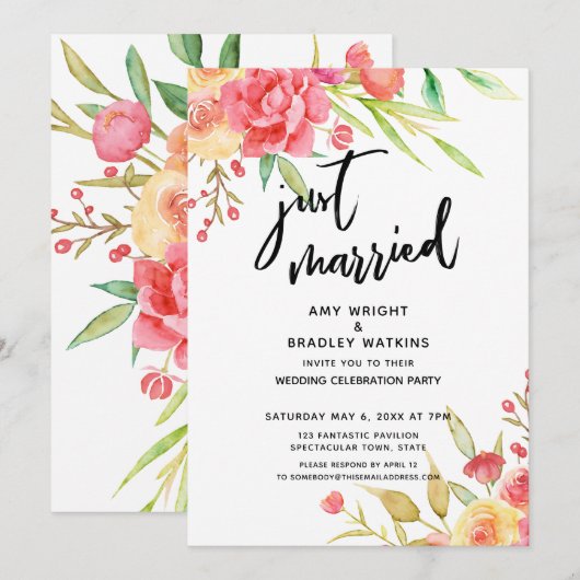 ジャストマリッジ ボヘミアンフラワー ウェディングレセプション 招待状 (正面/裏面)