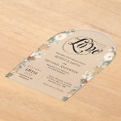 ジャストラブエレガントフローラアーチ冬の結婚式 アクリル招待状 (レイダウン)