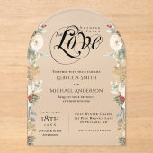 ジャストラブエレガントフローラアーチ冬の結婚式 アクリル招待状 (正面)