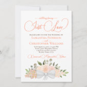 ジャストラブコーラルピーチボホフローラQRコード結婚ズ 招待状 (正面)