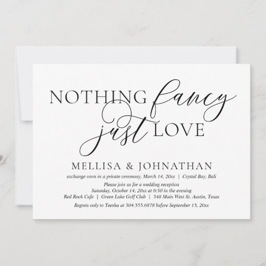 ジャストラブシンプルズ結婚の駆け落ちパーティー 招待状 (正面)